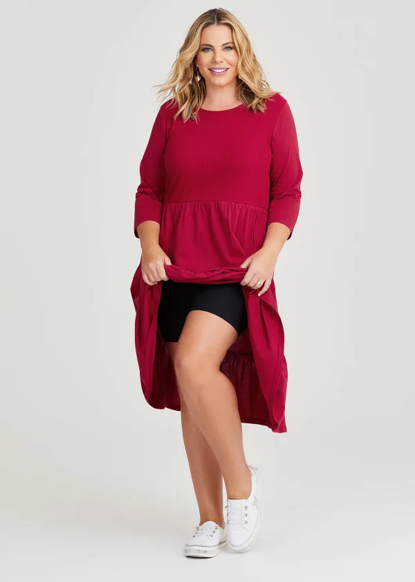 Cotton Rib Tiered Dress