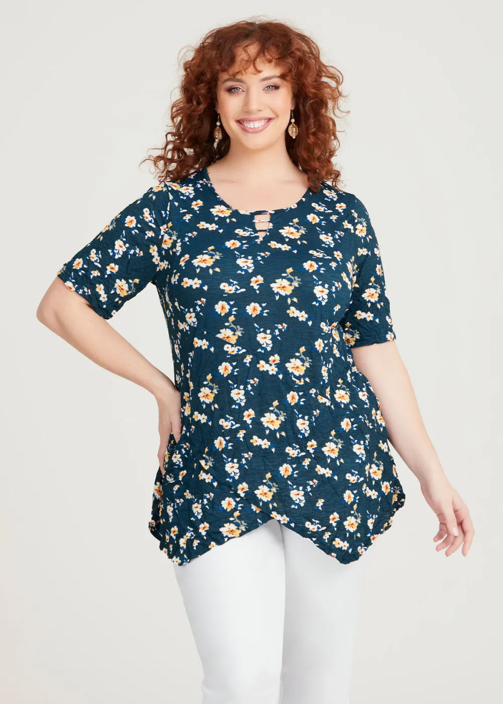 Printed Keyhole Taylor Top
