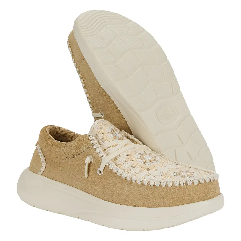 Wendy Comf Suede Crochet - Irish Cream/Multi