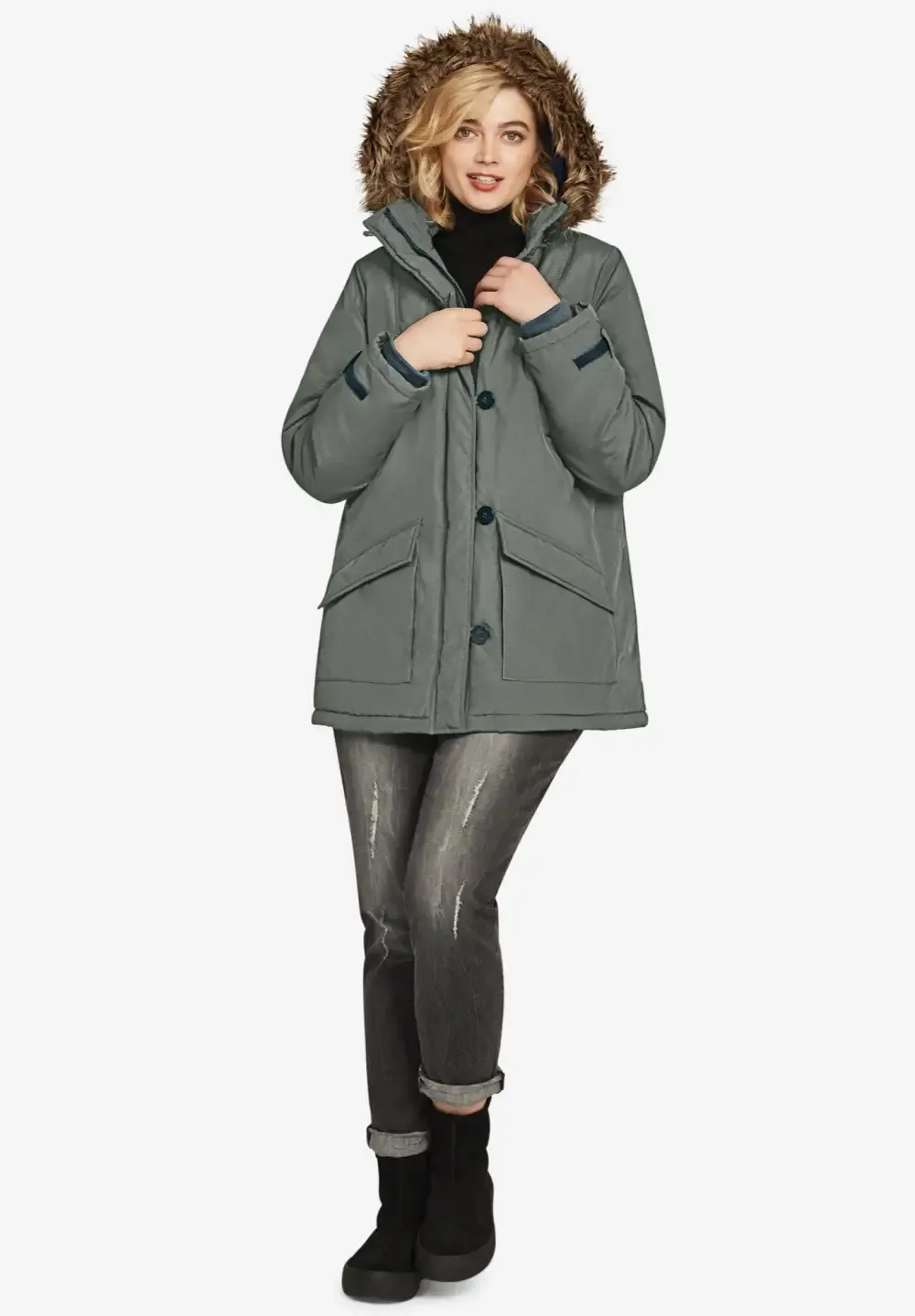 Faux Fur Trim Parka