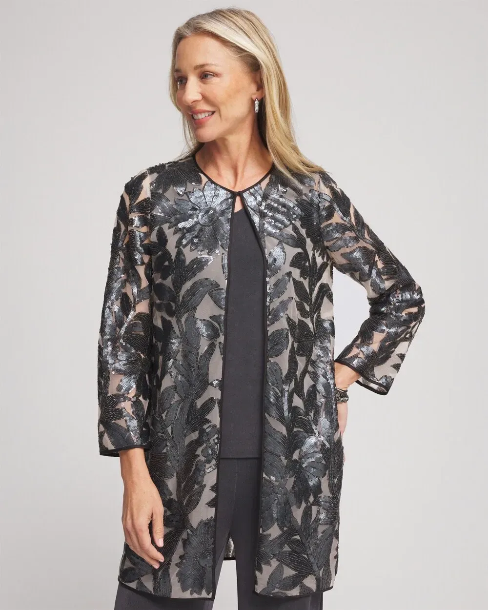TravelersTM Collection Lace Sequin Jacket