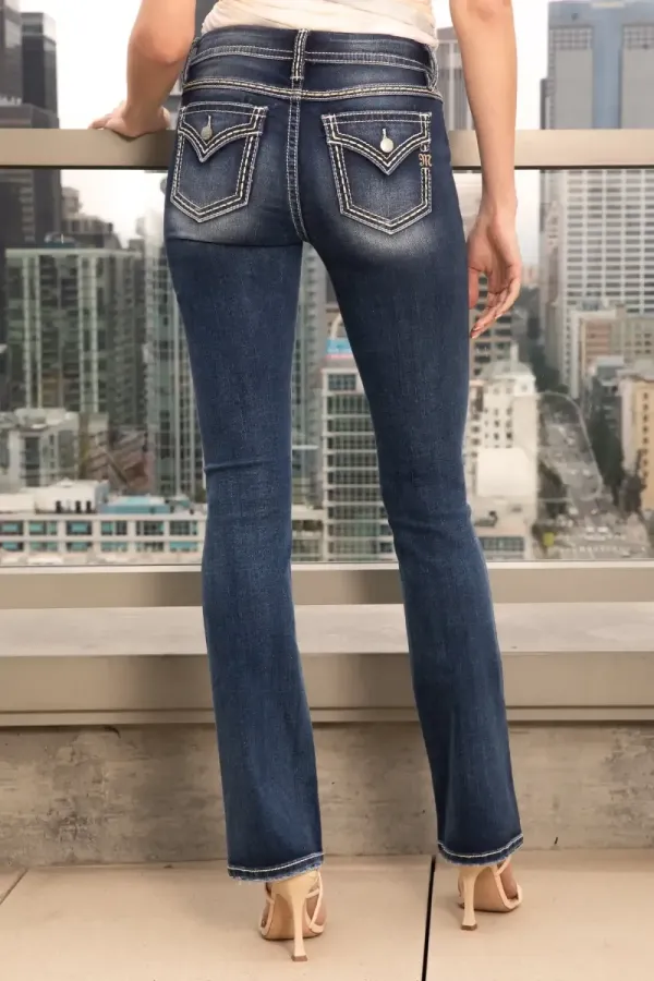 Front Button Bootcut Jeans