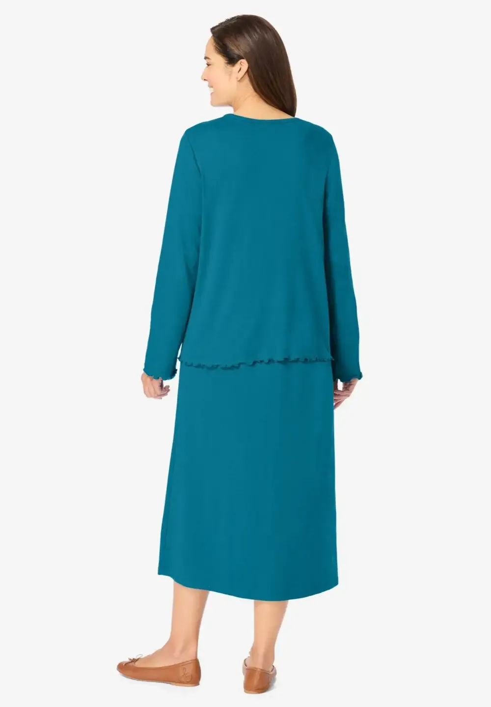 Lettuce Trim Knit Jacket Dress