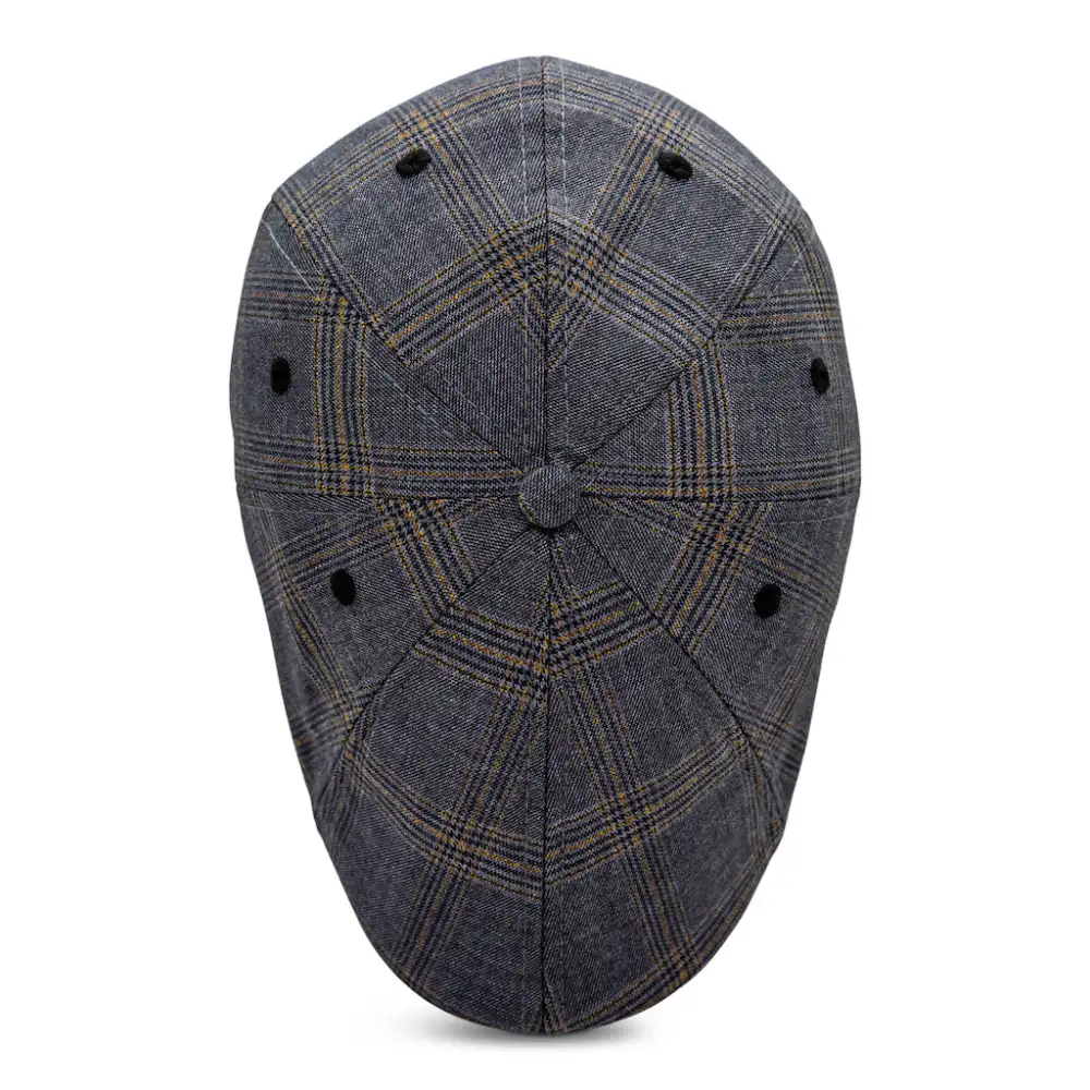 The 8-Panel Plaid Trainer Boston Scally Cap - Iron Grey Plaid