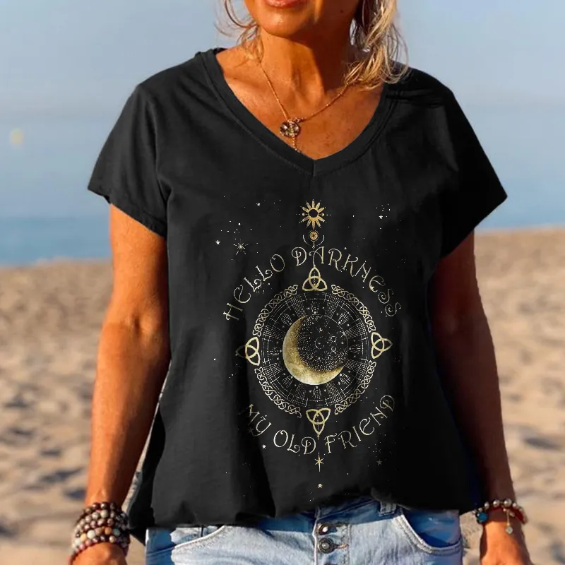 Hello Darkness My Old Friend Mysterious Moon Graphic Tees