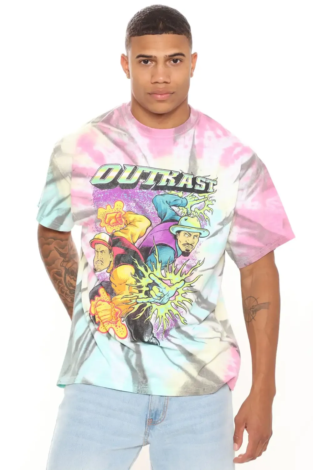 Outkast Comic Tie Dye Short Sleeve Tee - Multi Color