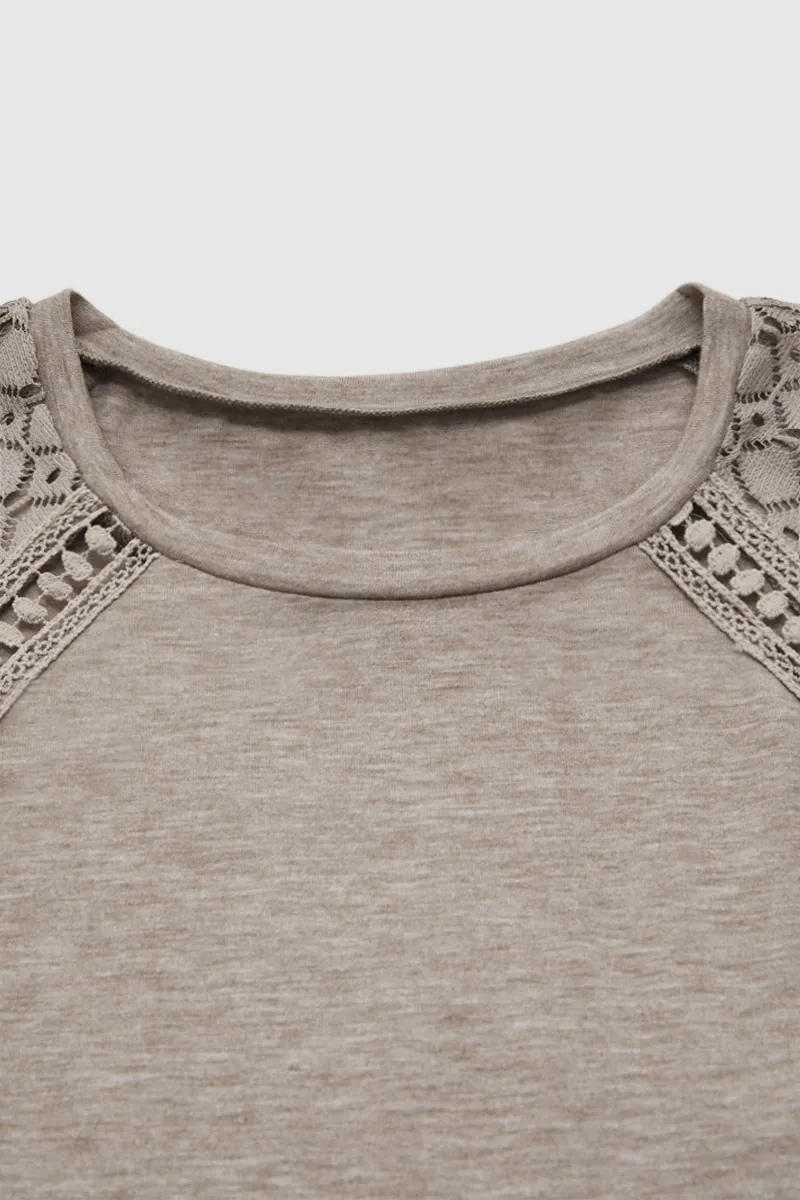 Solid Hollow Out Round Neck Short Sleeve T-Shirt