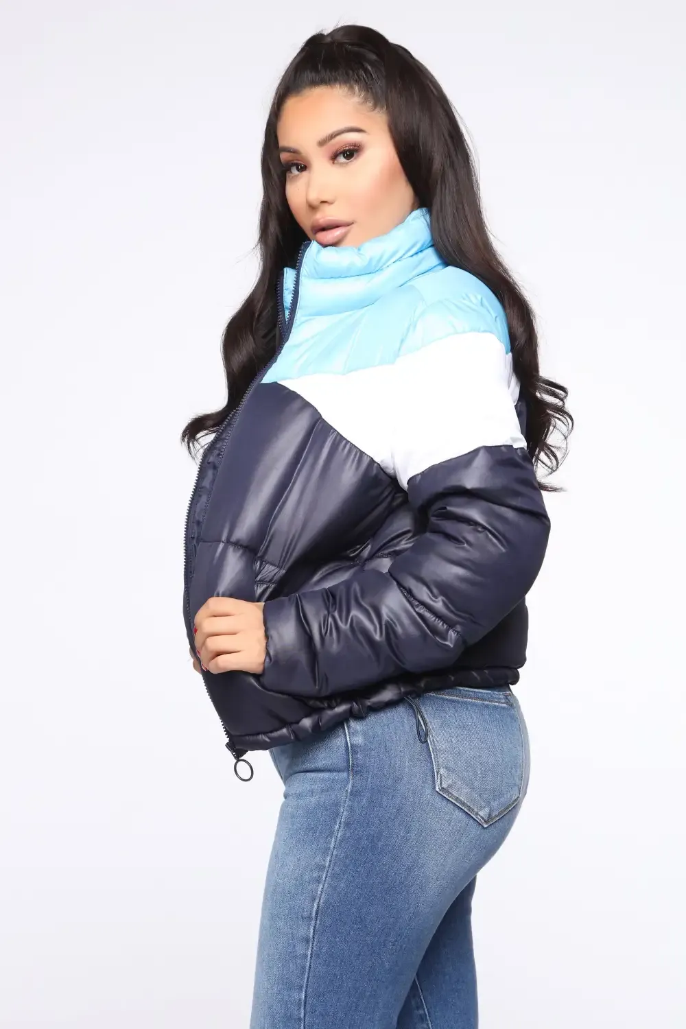Rain Won't Stop Me Puffer Jacket - Blue/combo