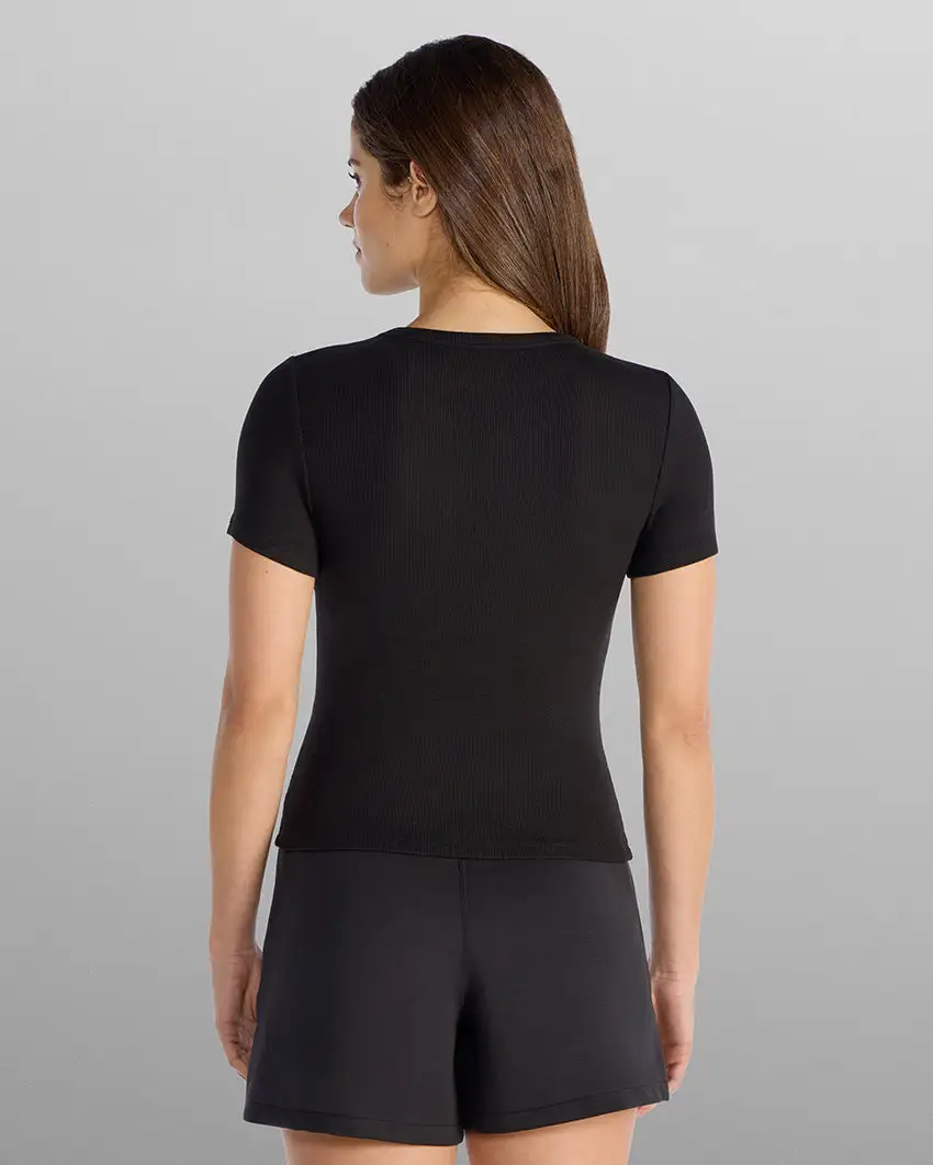 Modal Micro Rib Fitted Short Sleeve