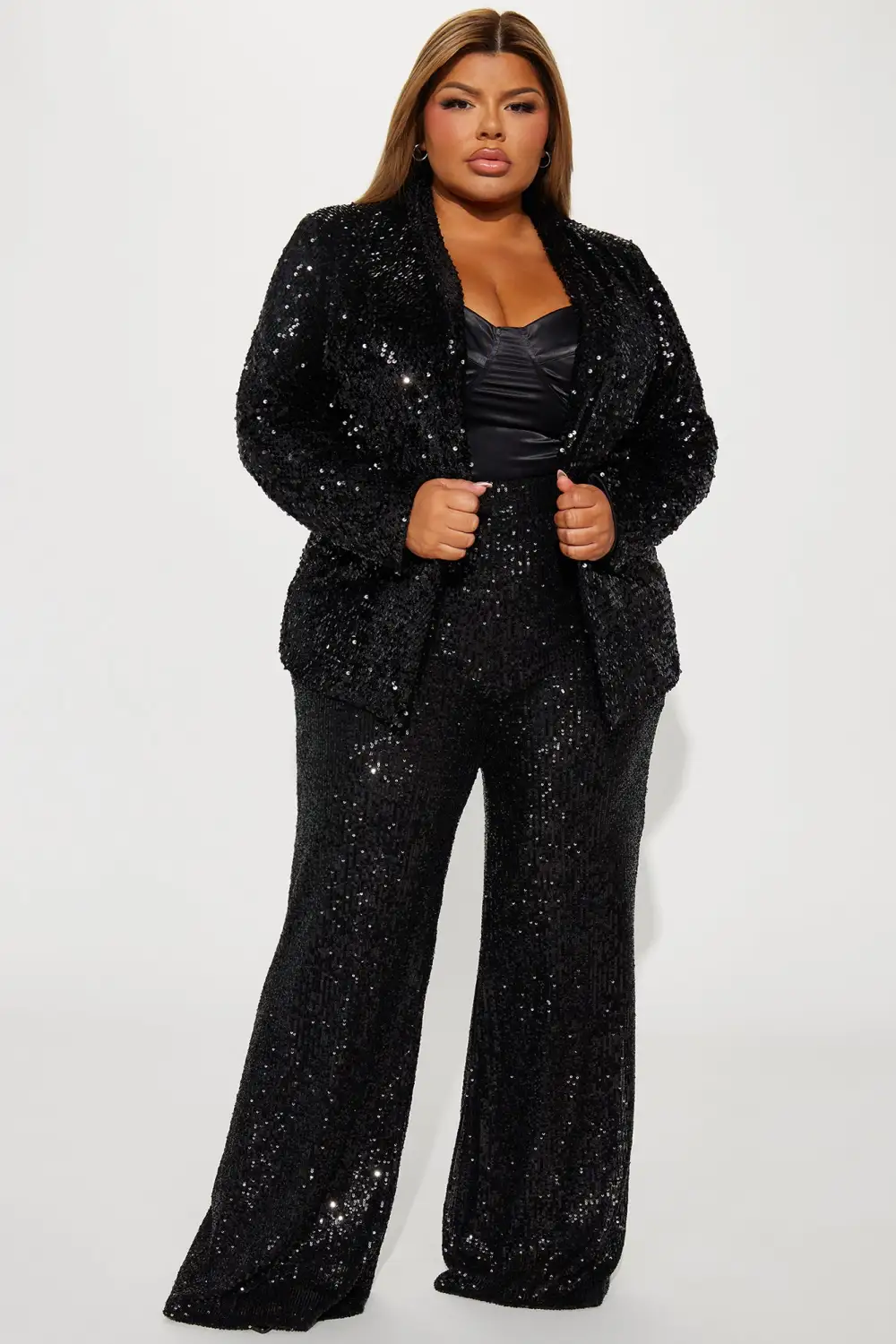 Violet Sequin Blazer - Black