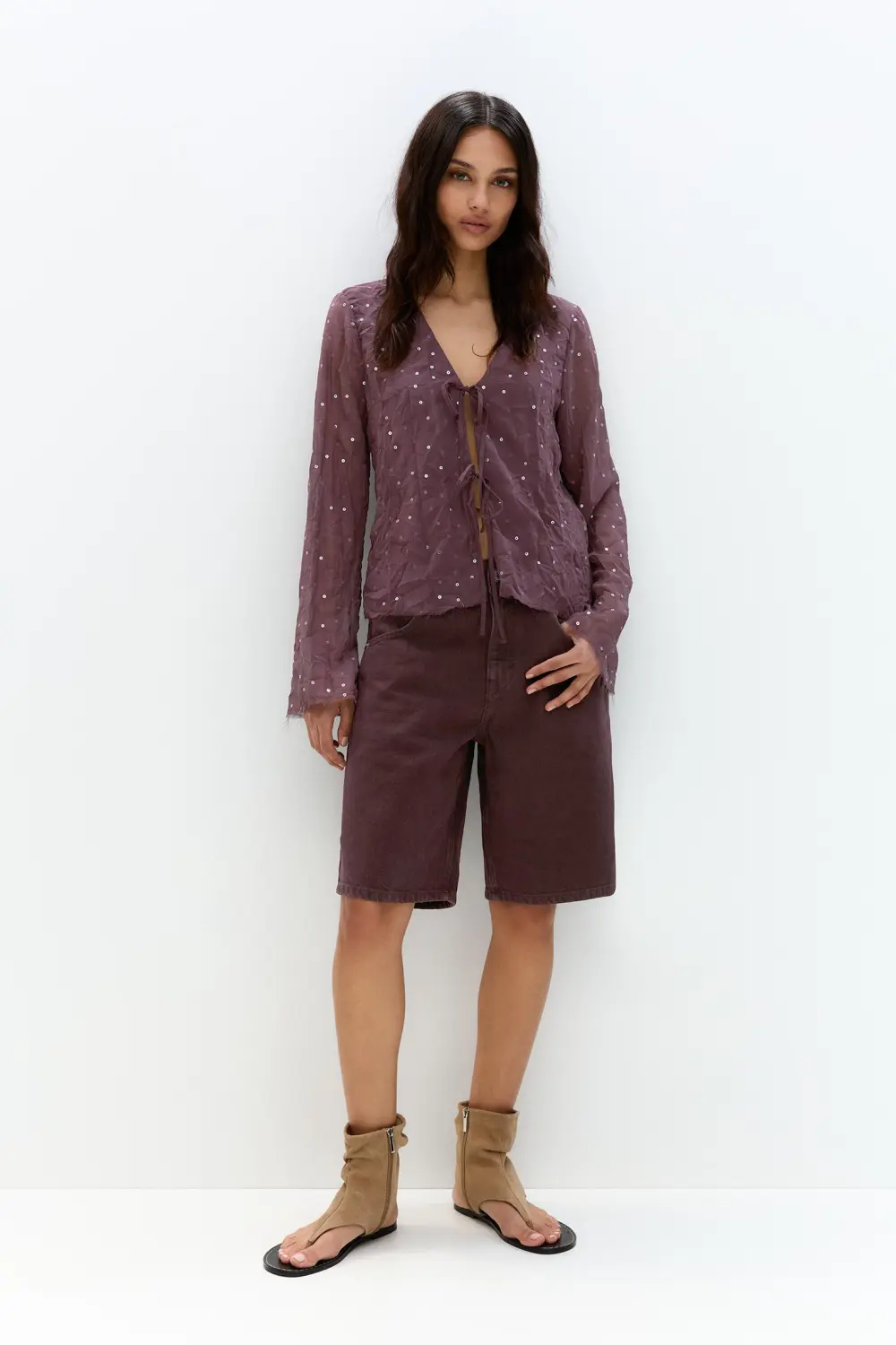 Sequined tulle blouse