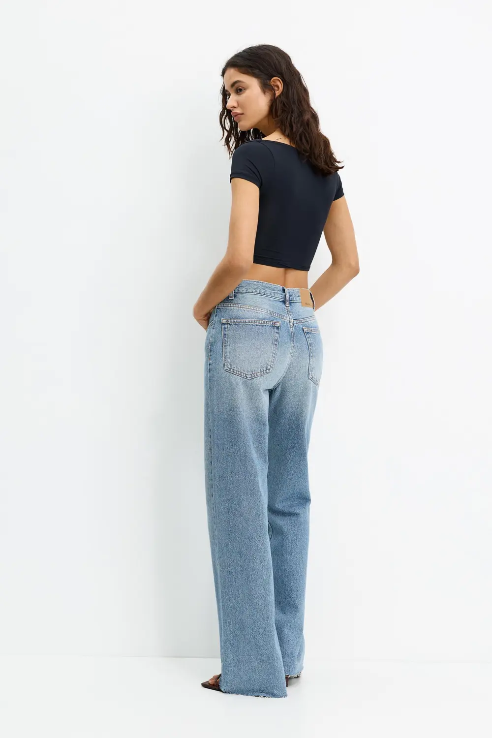 Cropped polyamide T-shirt