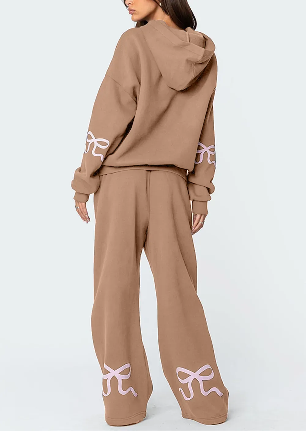 Hot Sale 90% OFF - Women's Bow Detail Hoodie Sweat Set