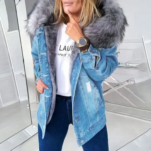 Warm Front Hooded Denim Jacket