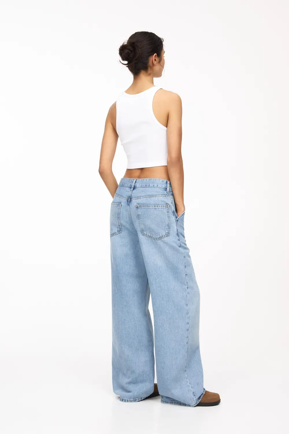 Jeans wide leg pinzas