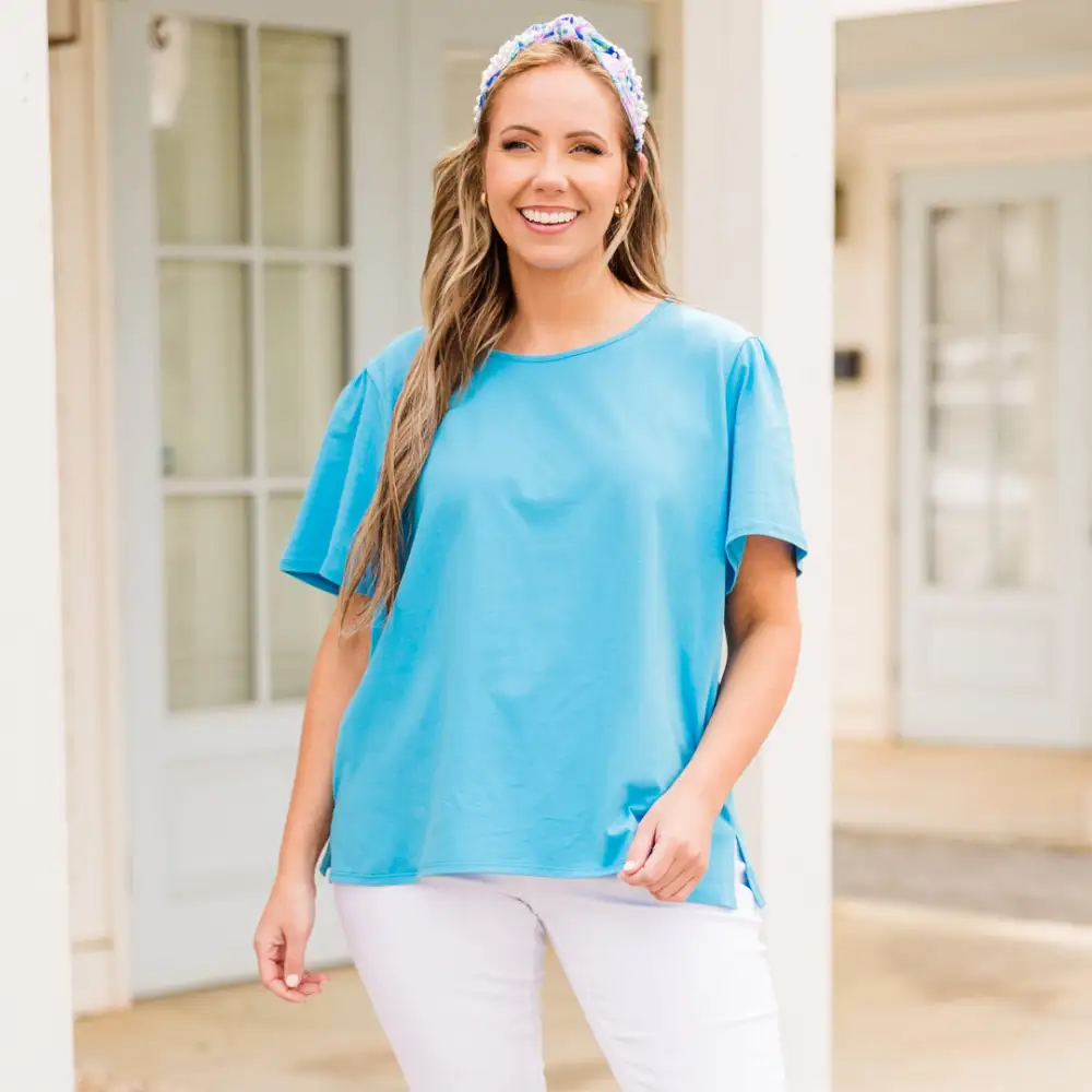 An Open Book Top, Turquoise