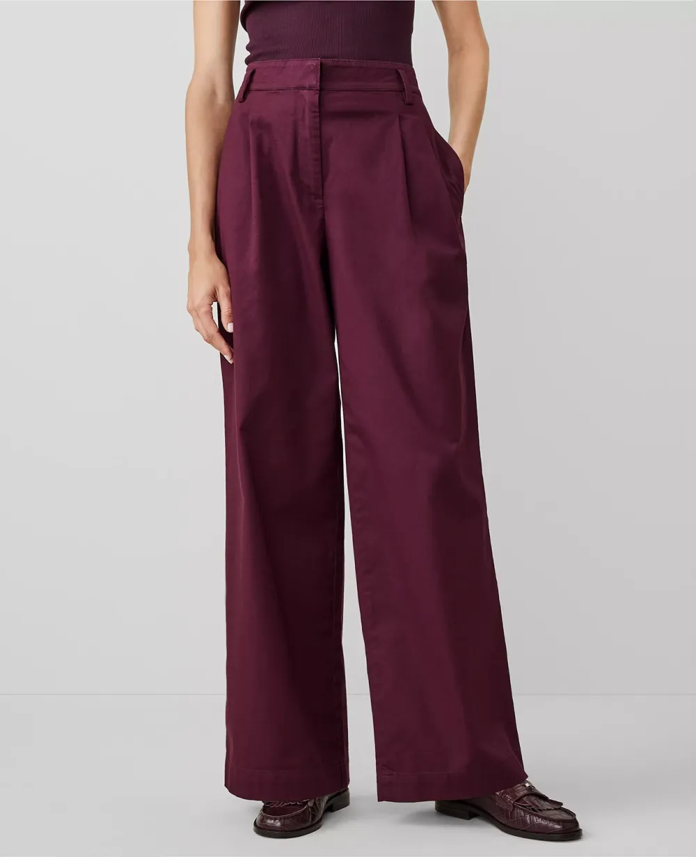 Topstitched Wide-Leg Pant