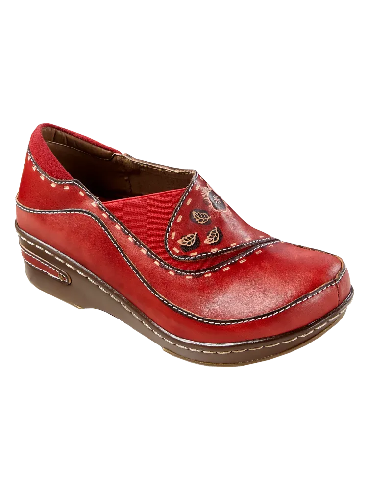 Women's Brushstrokes And Blossoms Leather Clogs