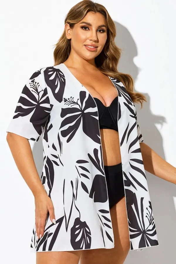 Loose Graphic Print Short Sleeve Cover Up