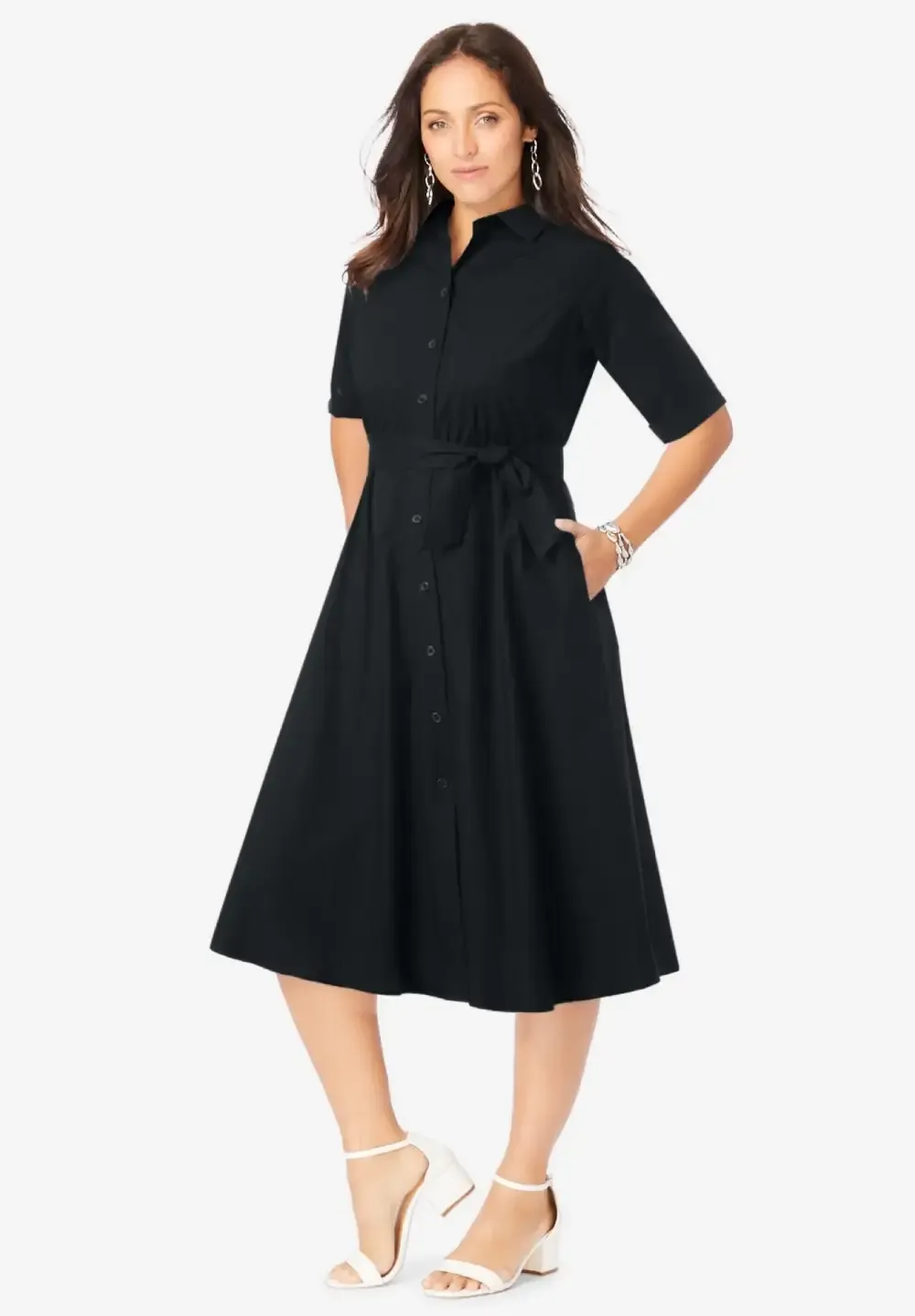 Stretch Poplin Shirtdress