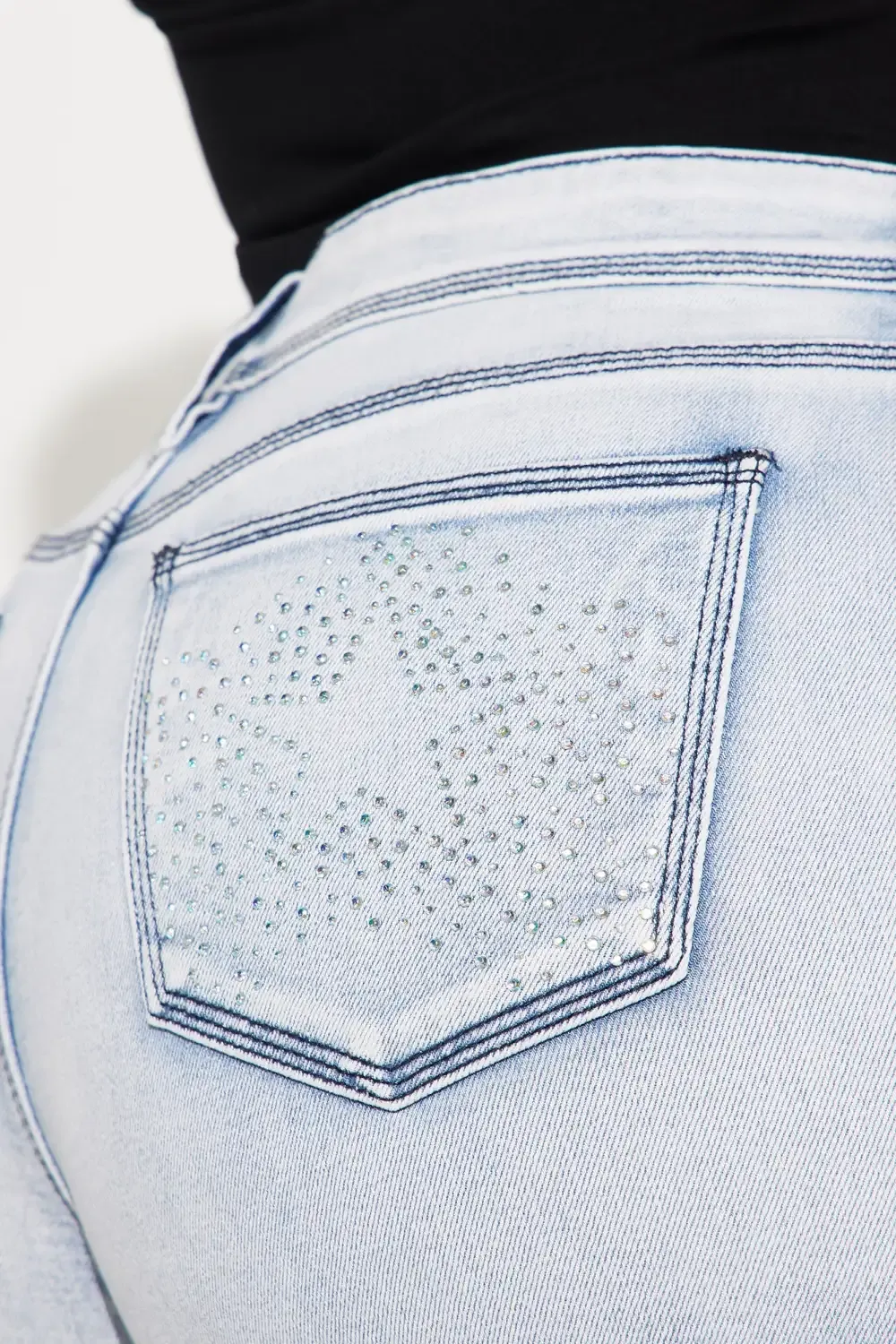 Brightest Star Sparkle Stretch Denim Shorts - Light Wash