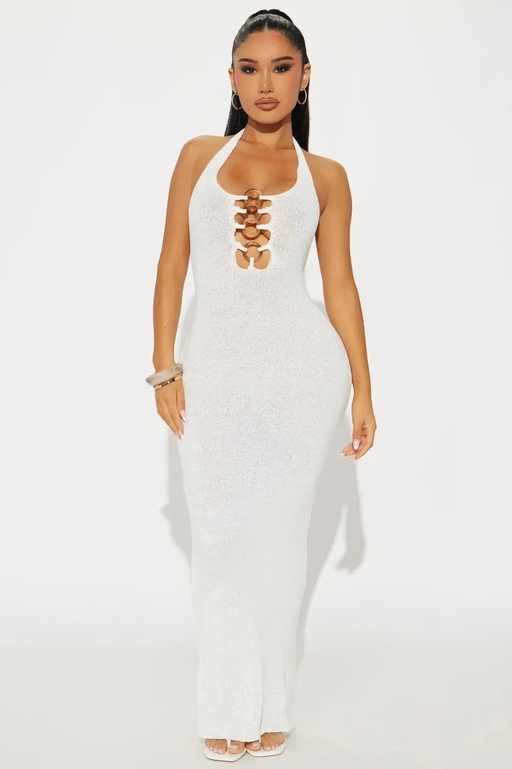 Maria O Rings Cover Up Maxi Dress - Ivory