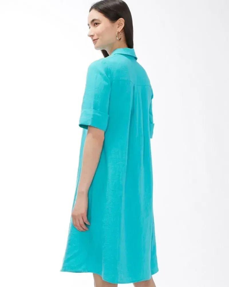 Linen Popover Dress Azalea Cherry