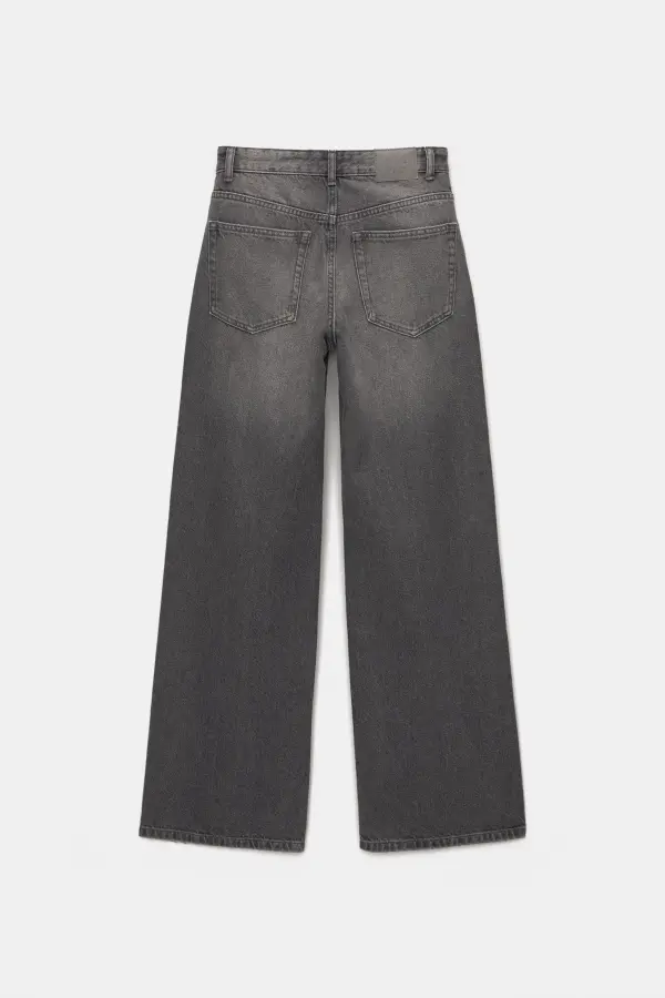 Jeans wide leg tiro alto