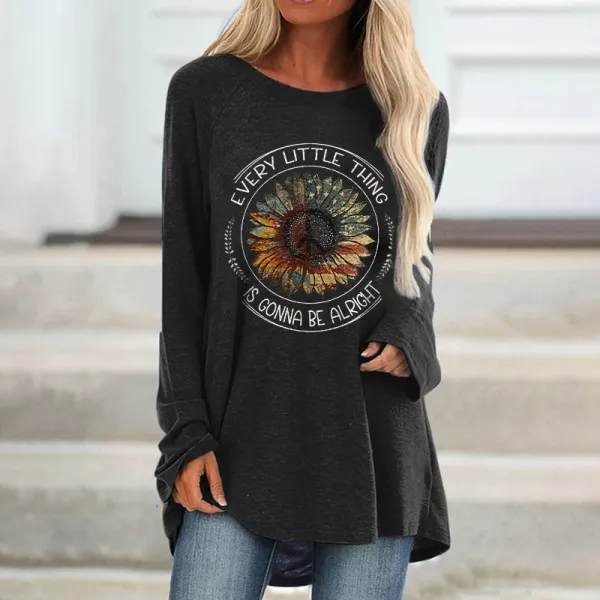 Every Little Thing Is Gonna Be Alright Printed Loose T-shirt