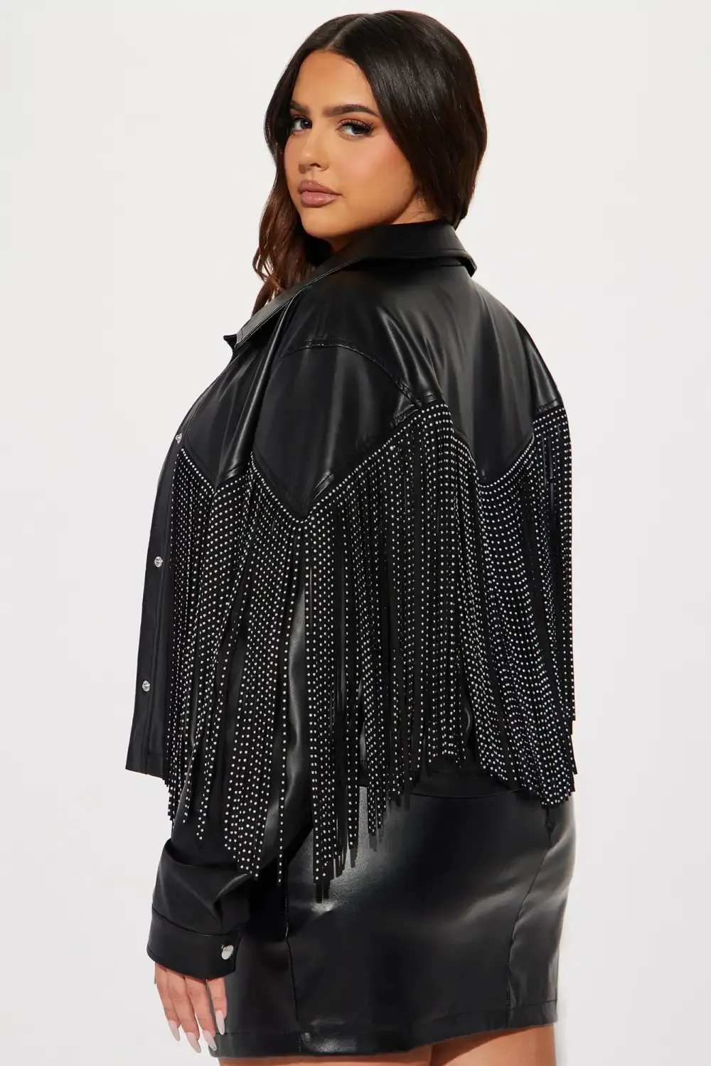 Enjoy The Moment Faux Leather Fringe Jacket - Black
