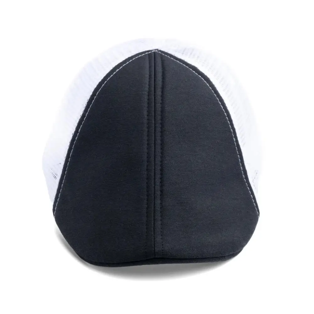 The Mesh Trucker Boston Scally Cap - Black with White