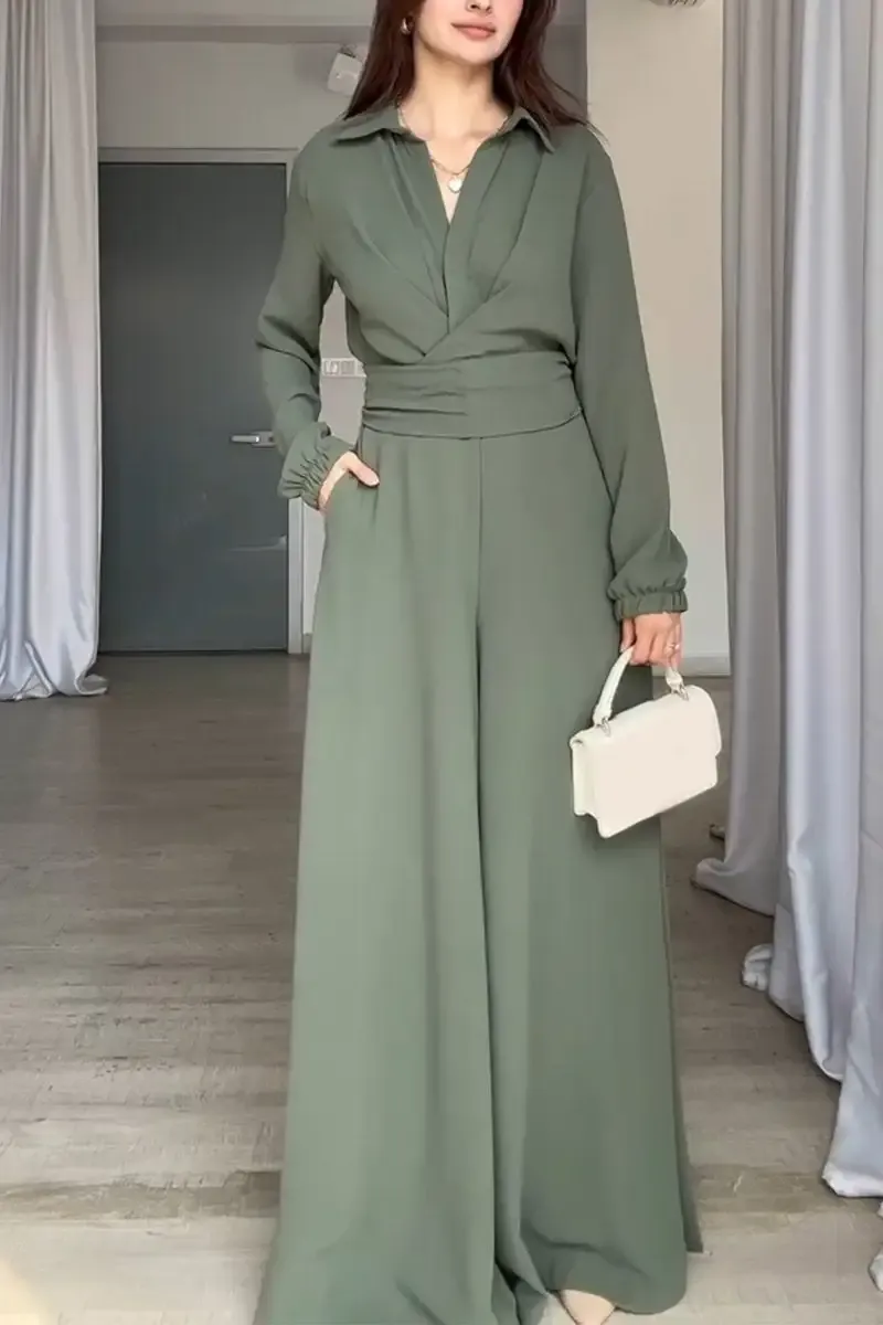 Women's Casual Lapel Loose Jumpsuit
