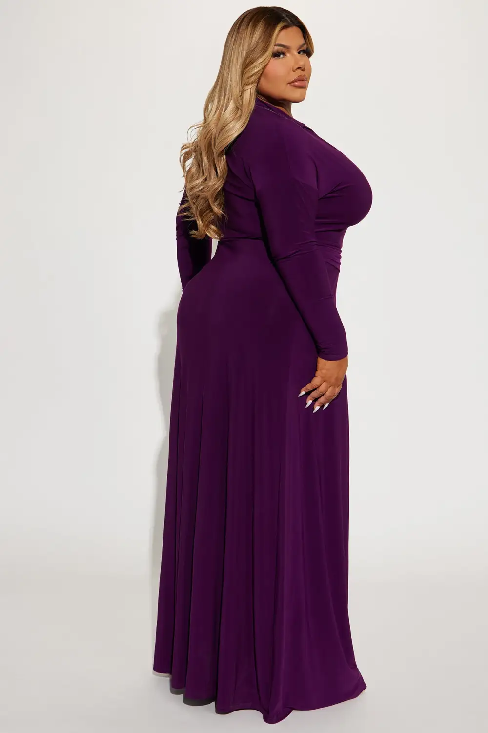 Amelia Belted Maxi Dress - Eggplant