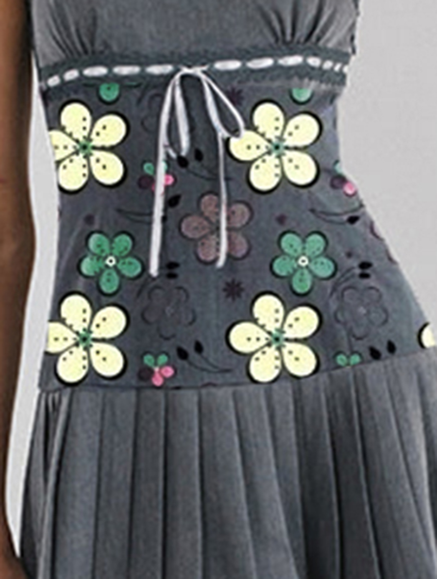 Charcoal With White Ribbon Mini Dress