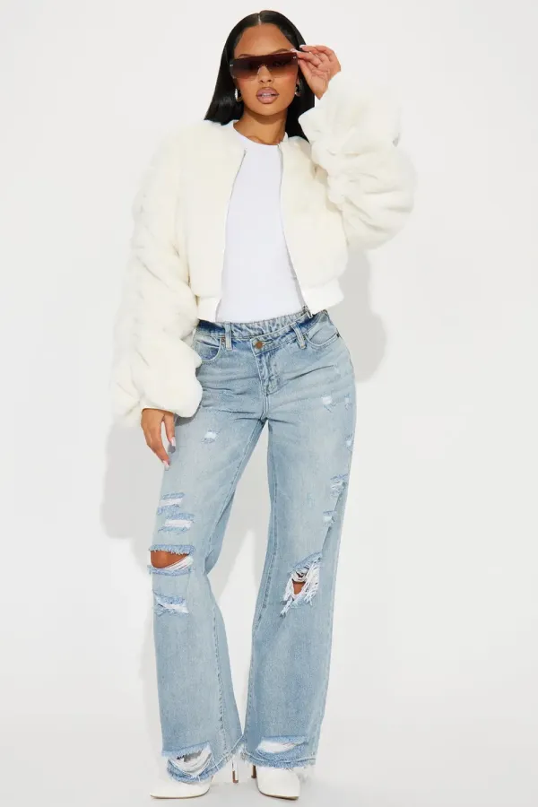 Fall For You Faux Fur Jacket - Ivory