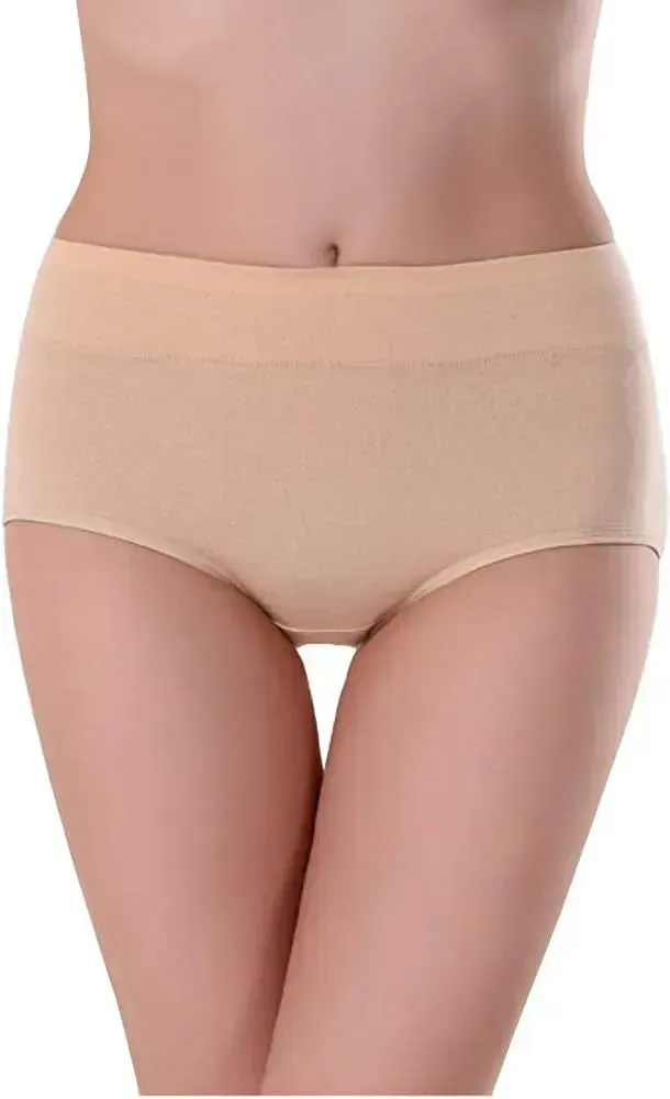 Womens Underwear,Cotton Mid Waist No Muffin Top Full Coverage Brief Ladies Panties Lingerie Undergarments for Women Multipack