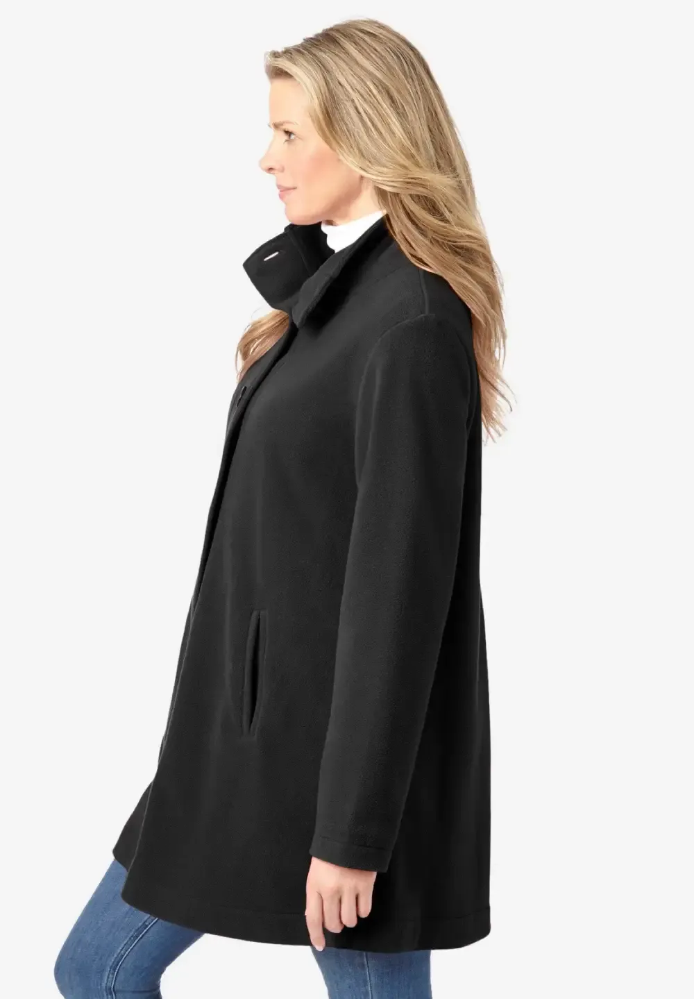 Fleece Swing Funnel-Neck Coat