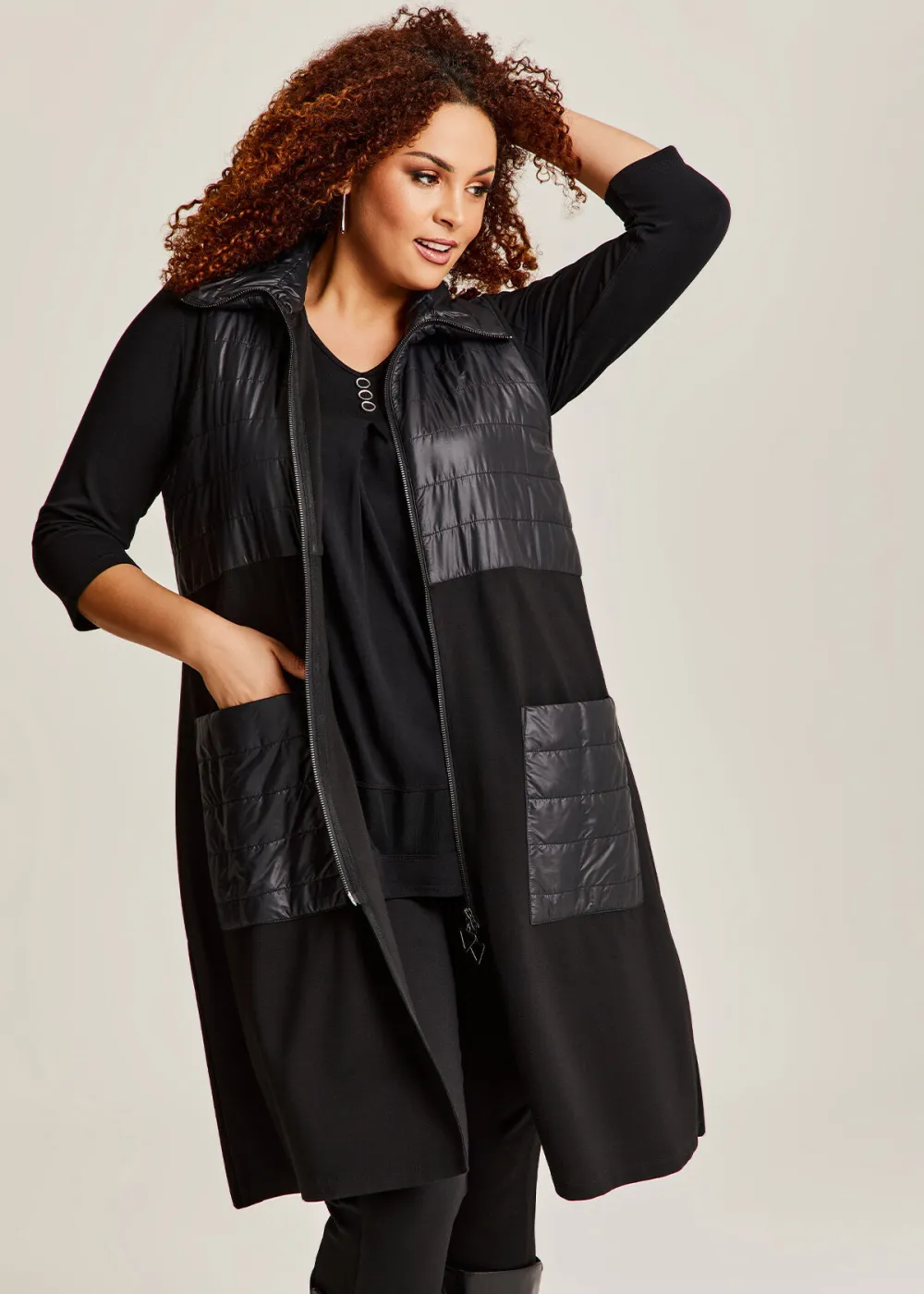 Longline Zip Ponte Bamboo Vest