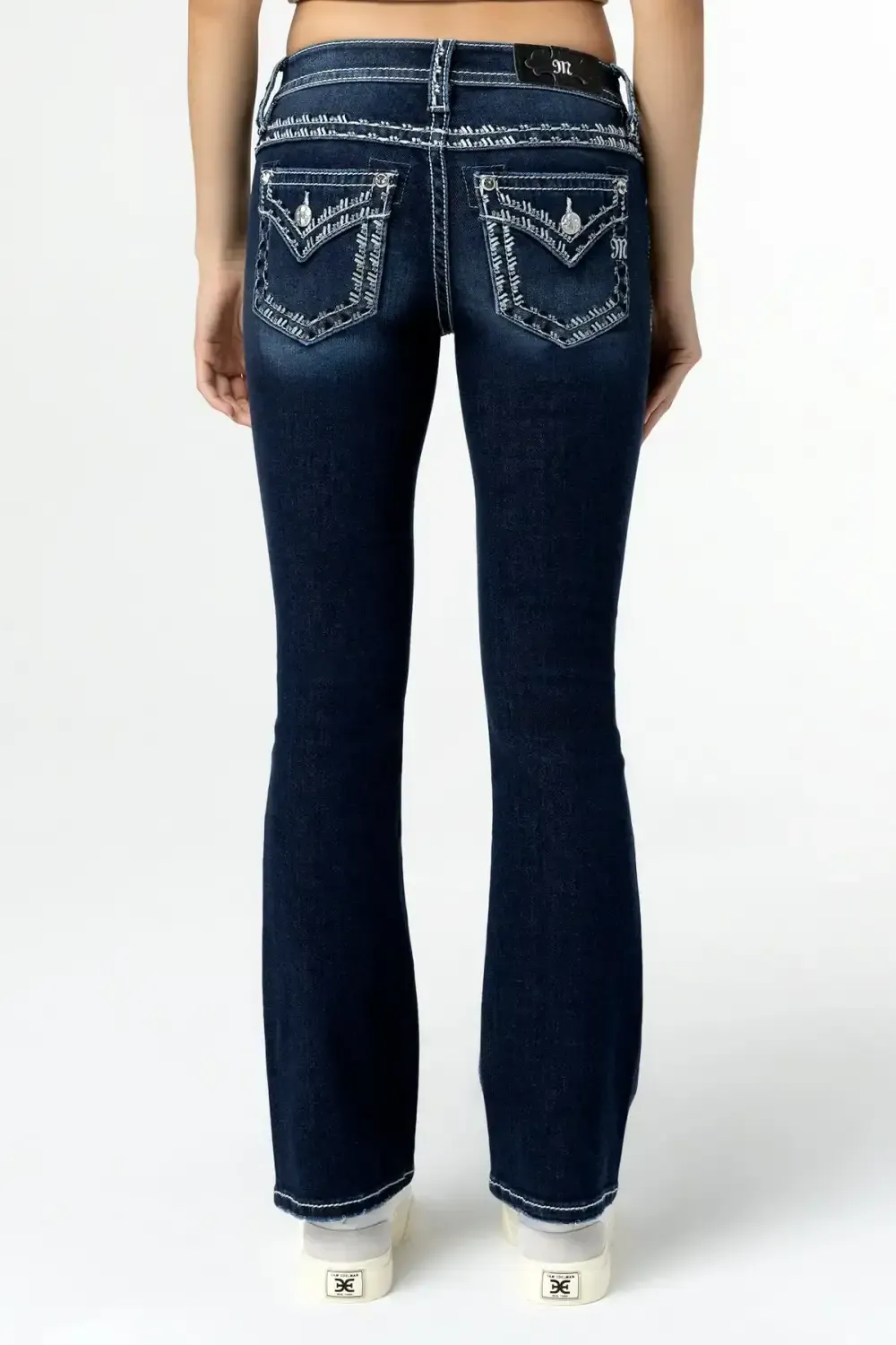 Metallic Border Stitch Bootcut Jeans