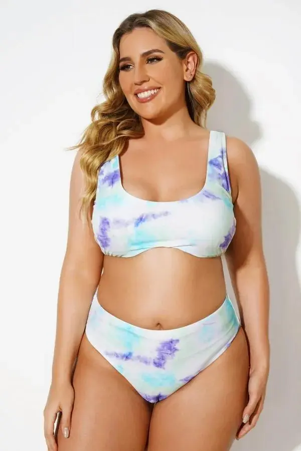 Scoopneck Tie Dye Underwire Bikini Set for Women