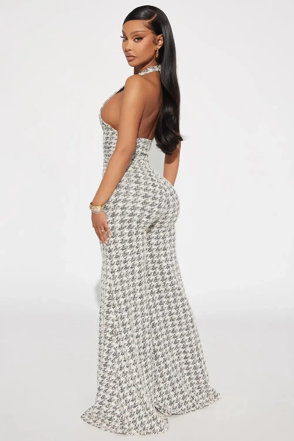 Nancy Stretch Tweed Jumpsuit - Black
