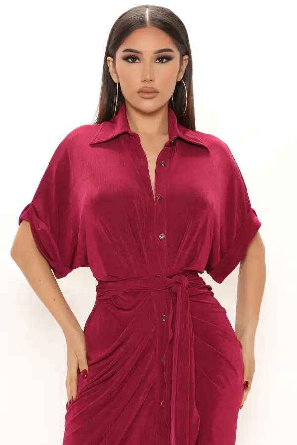 City Mood Slinky Midi Dress - Raspberry