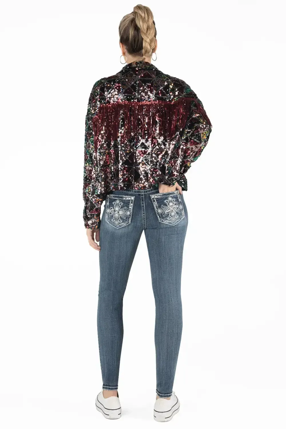 Geometric Sequin Fringe Jacket