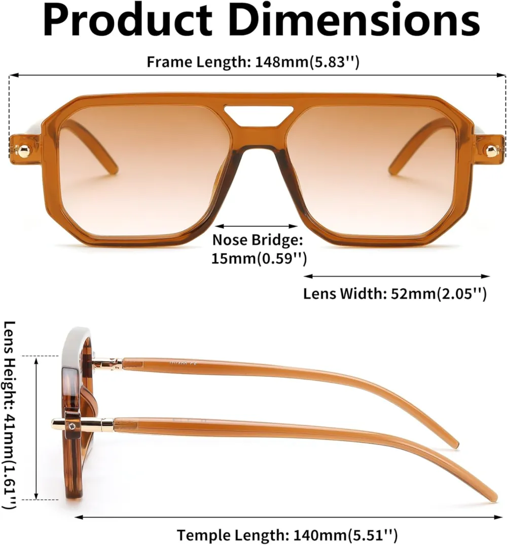 FEISEDY Vintage Square 70s Flat Aviator Sunglasses Women Men Classic Retro Stylish Frame UV400 Sunglasses B2622