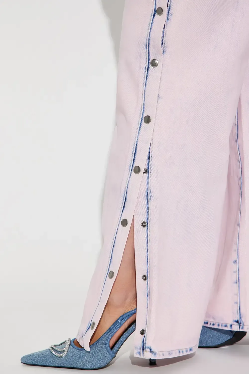 Tickled Pink Snap Jeans - Pink