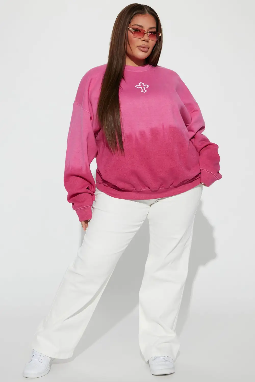 Can't Judge Me 2Pac Crew Neck Sweatshirt - Fuchsia