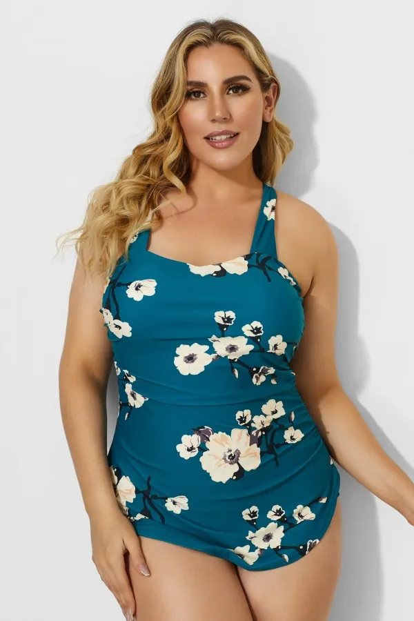 Poppies H-Back Sarong Front One Piece Swimsuit