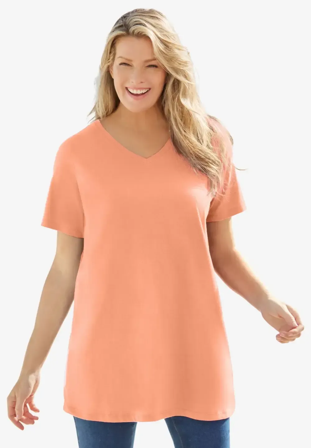 Perfect Short-Sleeve V-Neck Tunic