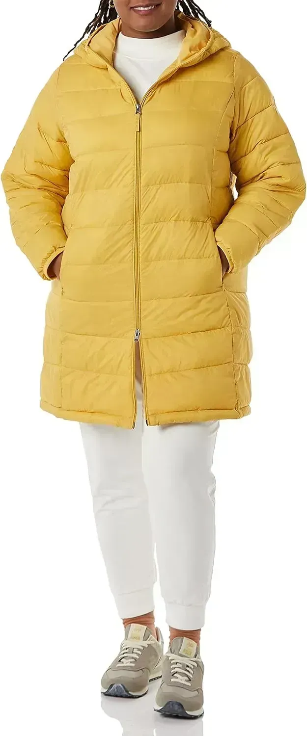 Women's Lightweight Water-Resistant Hooded Puffer Coat (Available in Plus Size)