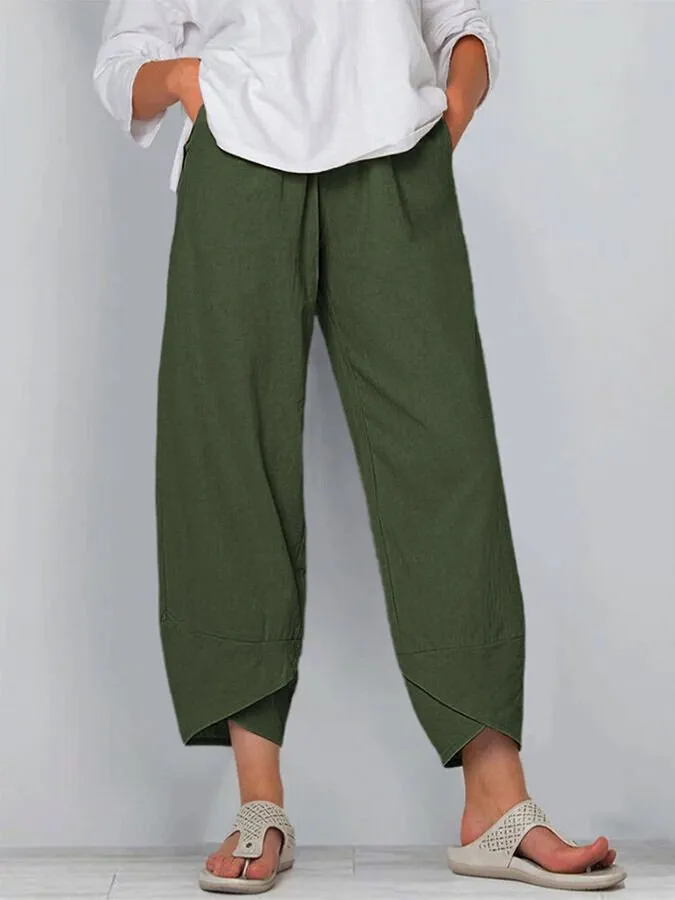 Elastic Waist Cotton Linen Loose Casual Pants